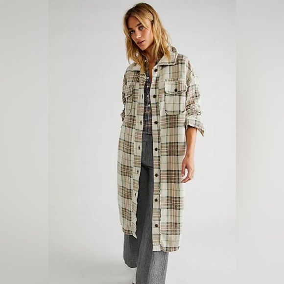 Free People We the Free Plaid long ruby jacket - Picture 1 of 8